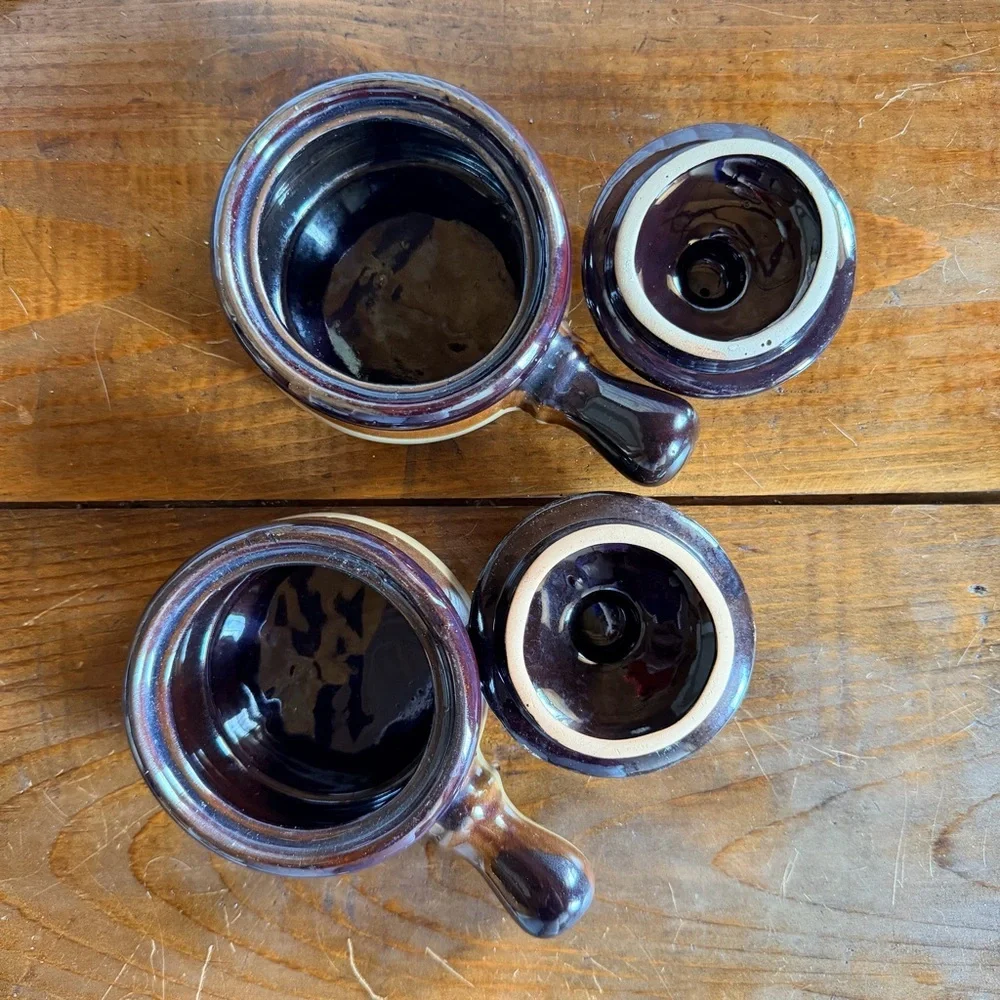 Vintage French onion crocks set of 2